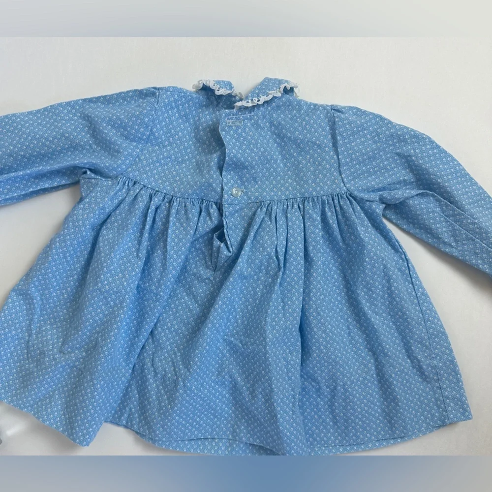 VTG Baby Pinafore Apron Dress with Embroidered Geese Lace Hearts Goose Peter Pan
